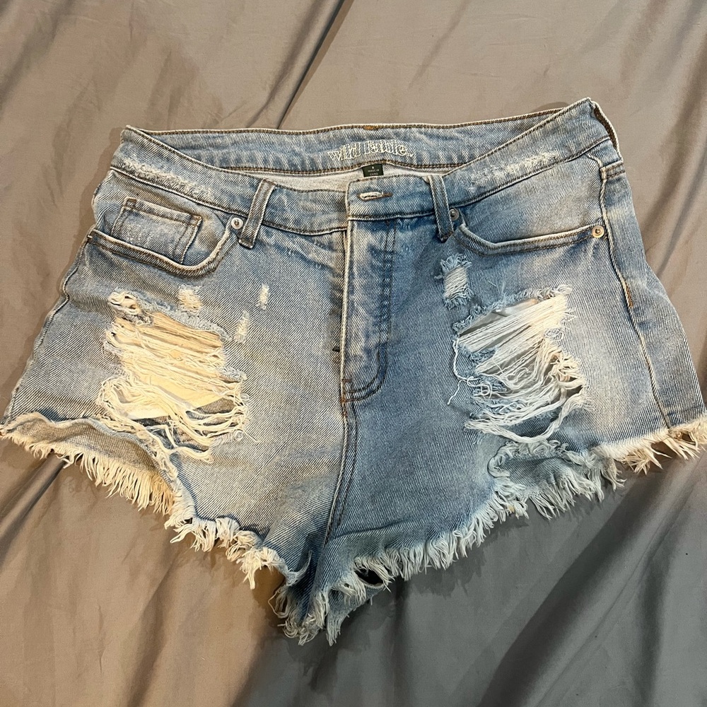 Cute Denim Ripped Shorts - Size 8